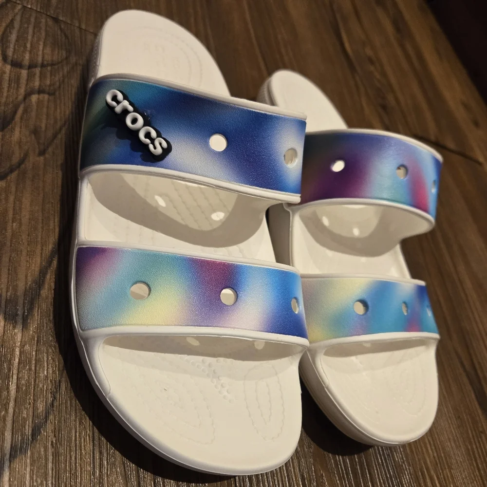 Crocs Classic Solarized Lightweight Shoes Tie Dye Sandals Unisex Women 12 Men 10